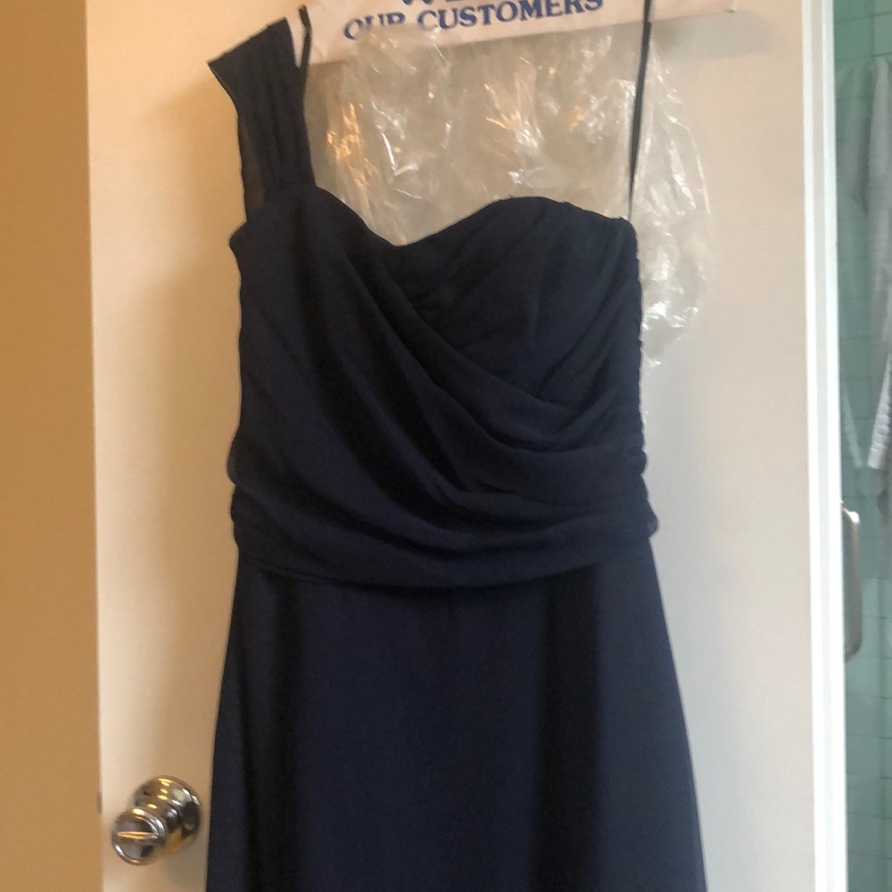 Navy blue one-shoulder gown